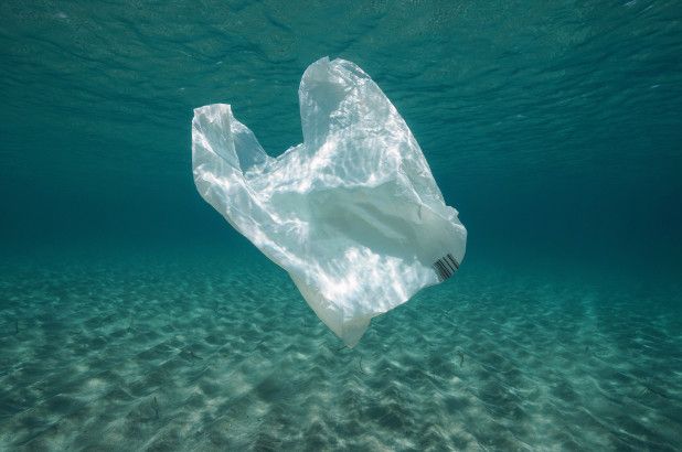 海に漂うプラスチック袋